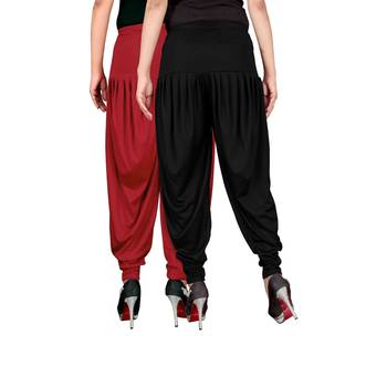 Red black stirped combo pack of 2 free size harem pants 3