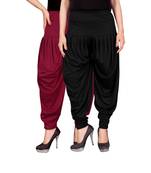 Maroon black stirped combo pack of 2 free size harem pants
