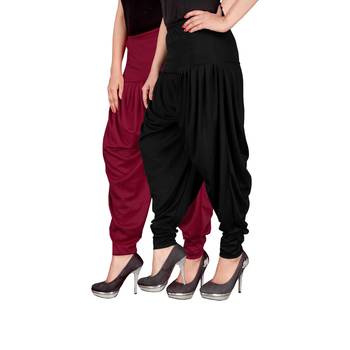 Maroon black stirped combo pack of 2 free size harem pants 2