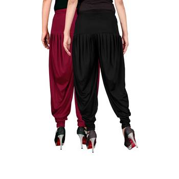Maroon black stirped combo pack of 2 free size harem pants 3