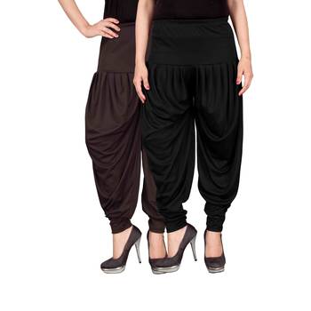 Brown black stirped combo pack of 2 free size harem pants 1
