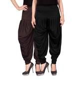 Brown black stirped combo pack of 2 free size harem pants