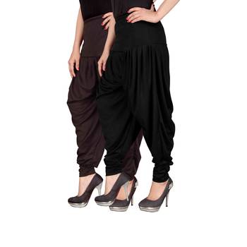 Brown black stirped combo pack of 2 free size harem pants 2