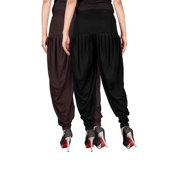 Brown black stirped combo pack of 2 free size harem pants 3