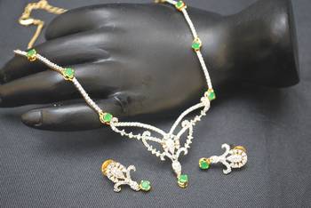 AD White and Green stone necklace set 1