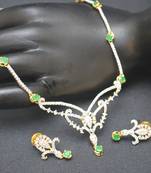 AD White and Green stone necklace set