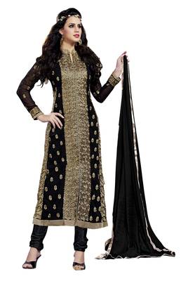 Black embroidered georgette salwar with dupatta 1
