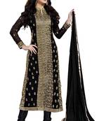 Black embroidered georgette salwar with dupatta