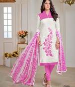 White embroidered jacquard salwar with dupatta