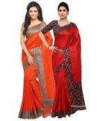 Multicolor Plain Tussar Silk Saree With Blouse