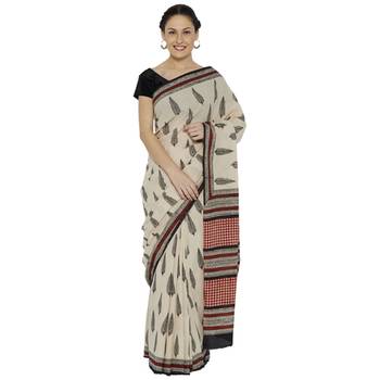 Green printed cotton saree 1