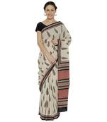 Green printed cotton saree