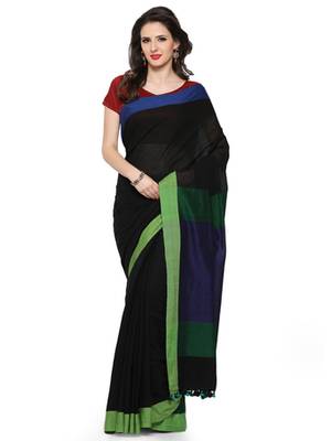 black printed cotton saree 1