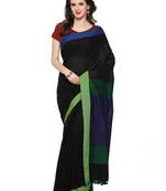 black printed cotton saree