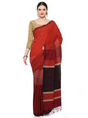maroon printed cotton saree 1