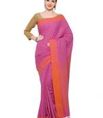 pink printed cotton saree