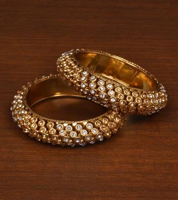 Gold Plated Zircon Stone Embellished Bangles 1