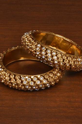 Gold Plated Zircon Stone Embellished Bangles