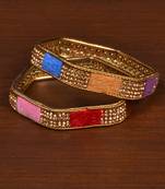 Gold plated feather and zircon embellished bracelet