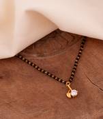 Black beads short mangalsutra with diamond pendant one gram gold