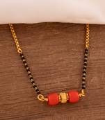  short mangalsutra with coral tali one gram gold