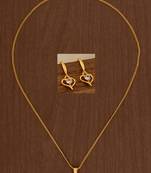 Golden chain with diamond pendant and earring set one gram gold