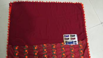 Maroon embroidered georgette saree with blouse 2