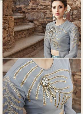Multicolor embroidered satin unstitched lehenga 3