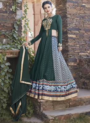 Multicolor embroidered satin unstitched lehenga 1