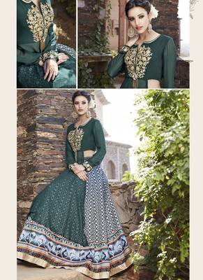 Multicolor embroidered satin unstitched lehenga 2