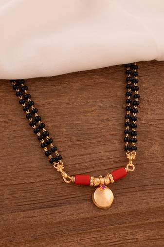  black beads mangalsutra 24" one gram gold