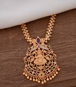 Laxmi pendant necklace with White and multi colour stones one gram gold