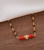 Golden mushti and black beads SHORT 20" mangalsutra with GSB vati one gram gold