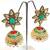 COLORED STONE ZIRCON GOLDEN JHUMKI EARRING