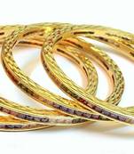 DESIGNER COLORED STONE GOLD PLATED BANGLES