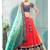 Orange embroidered silk semi-stitched lehenga choli with dupatta
