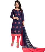 Navy blue embroidered chanderi salwar