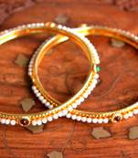 Designer Pearl Gold Semi-Precious Stone Bangles