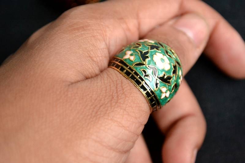 Designer Meenakari Mughal Art Motif Royal Adjustable Ring