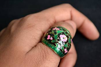 Designer Meenakari Mughal Art Motif Royal Adjustable Ring 1