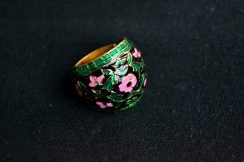 Designer Meenakari Mughal Art Motif Royal Adjustable Ring 2