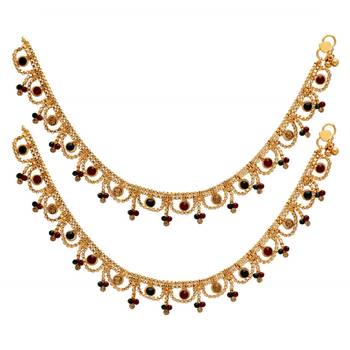 Festive Special Multi Color Glass Stone Anklet 1