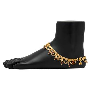 Festive Special Multi Color Glass Stone Anklet 2