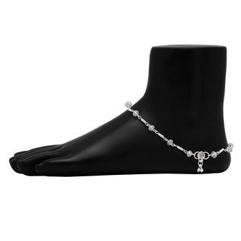 Festive Special White Color Glass Stone Anklet 2