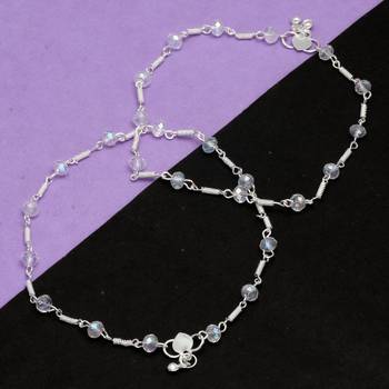 Festive Special White Color Glass Stone Anklet 3