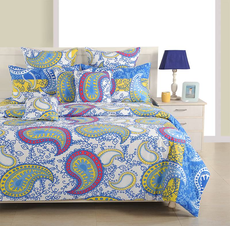 Swayam Cotton Bedsheet with Pillow Cover (Blue) Celebrations 2214839