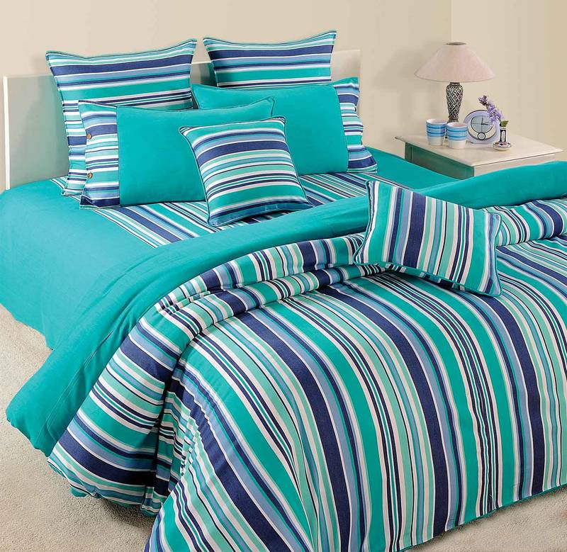 Swayam Cotton Twill Fabric Bedsheet with Pillow Cover (Turquoise