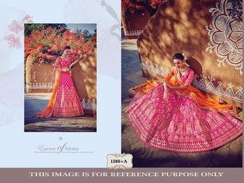 Pink embroidered silk unstitched lehenga with dupatta 1
