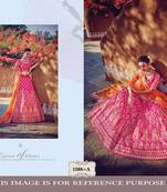 Pink embroidered silk unstitched lehenga with dupatta