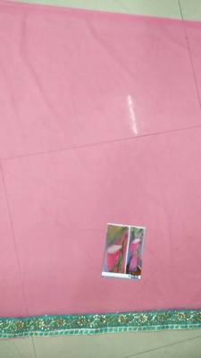 Pink embroidered  georgette  saree with blouse 2